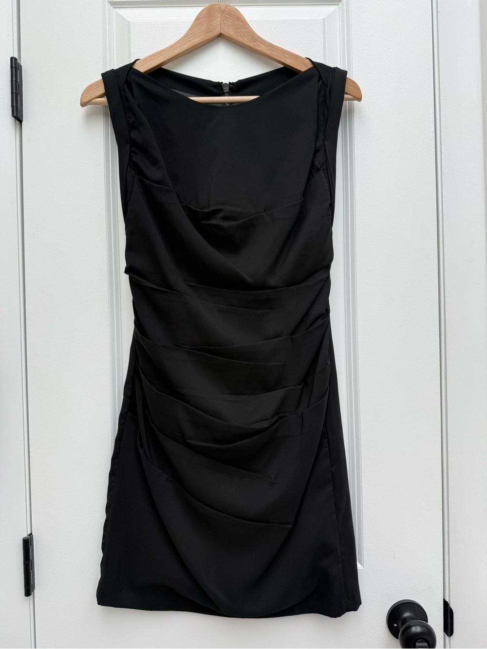 Express Black Ruched Sheath Dress Size 0 Career Cocktail Draped